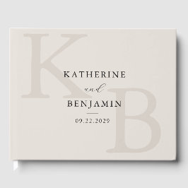 Minimalist Ivory Monogram Modern Wedding Gastenboek