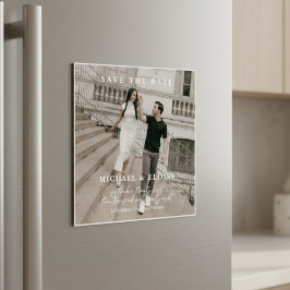 Minimalist Ivory Photo Save the Date Wedding Magnetische Uitnodiging