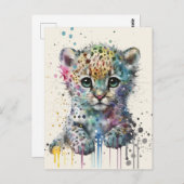 Minimalist Ivory Watercolor Leopard Pattern Briefkaart (Voorkant / Achterkant)