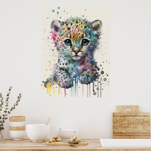 Minimalist Ivory Watercolor Leopard Pattern Poster (Keuken)