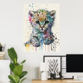 Minimalist Ivory Watercolor Leopard Pattern Poster (Thuiskantoor)