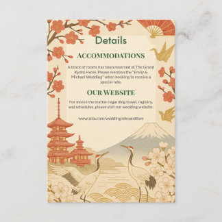 Minimalist Japanese Cherry Blossom Details Card Informatiekaartje
