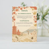Minimalist Japanese Cherry Blossom Details Card Informatiekaartje (Staand voorkant)