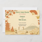 Minimalist Japanese Cherry Blossom Save the Date (Voorkant)