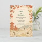 Minimalist Japanese Cherry Blossom Wedding Kaart (Staand voorkant)