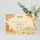 Minimalist Japanese Cherry Blossom Wedding RSVP (Staand voorkant)