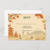 Minimalist Japanese Cherry Blossom Wedding RSVP (Voorkant / Achterkant)