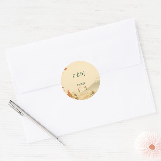 Minimalist Japanese Cherry Blossom Wedding Sticker (Envelop)