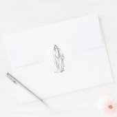 Minimalist Jesus Drawing | One Line Art Ronde Sticker (Envelop)