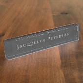 Minimalist Jet Black Plain Elegant Modern  Naambordje (Zijkant)