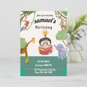 Minimalist Jungle Safari Birthday Invite Kaart (Staand voorkant)
