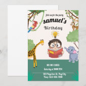 Minimalist Jungle Safari Birthday Invite Kaart (Voorkant / Achterkant)