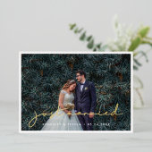Minimalist Just Married Photo Foil Announcement Folie Uitnodiging (Staand Voorkant)