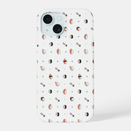 Minimalist Kawaii Sushi Pattern Cute Japanese Food iPhone 15 Case