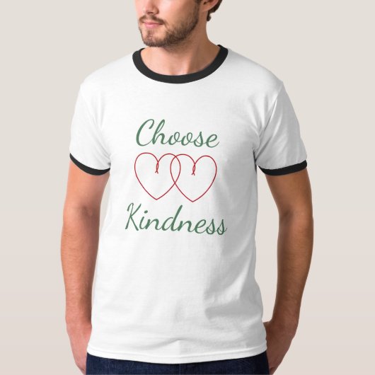Minimalist Kies Vriendelijkheid Ringer T-shirt (Voorkant)
