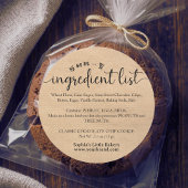 Minimalist Kraft Script Ingredient List Bakery Ronde Sticker
