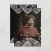 Minimalist Lace Photo Remembrance Service Dear One Notitiekaartje (Voorkant / Achterkant)