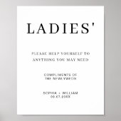 Minimalist Ladies Freshen Up Wedding Bathroom Poster (Voorkant)