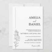 Minimalist Larkspur Floral Wedding Invitation Kaart (Voorkant)