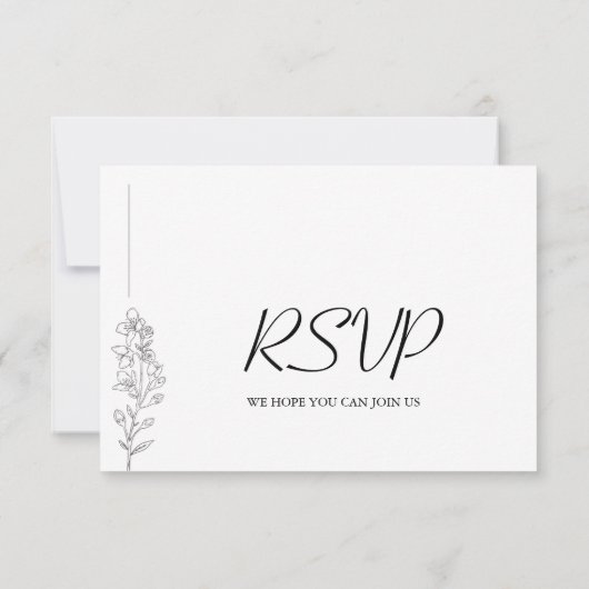 Minimalist Larkspur Wedding RSVP Card (Achterkant)