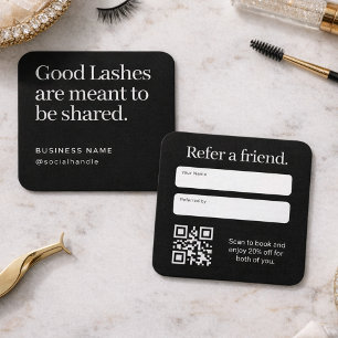 Minimalist Lash Salon Verwijs een Vriend QR Code Vierkante Visitekaartje
