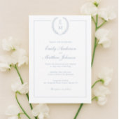 Minimalist Laurel Monogram Wedding Invitation Kaart