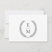 Minimalist Laurel Monogram Wedding RSVP Cards (Achterkant)