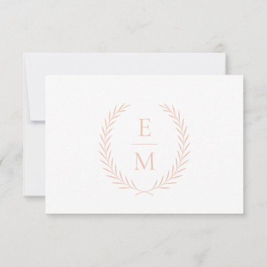 Minimalist Laurel Monogram Wedding RSVP Cards (Achterkant)