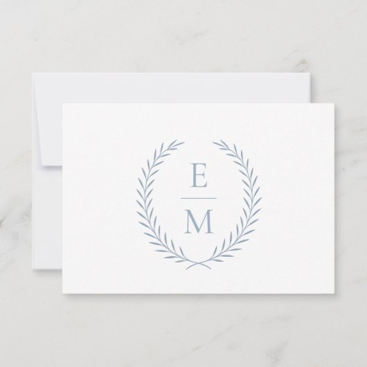 Minimalist Laurel Monogram Wedding RSVP Cards (Achterkant)