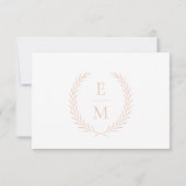 Minimalist Laurel Monogram Wedding RSVP Cards Kaartje (Achterkant)