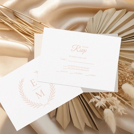 Minimalist Laurel Monogram Wedding RSVP Cards Kaartje