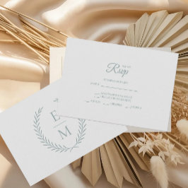 Minimalist Laurel Monogram Wedding RSVP Cards Kaartje