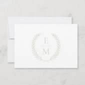 Minimalist Laurel Monogram Wedding RSVP Cards Kaartje (Achterkant)