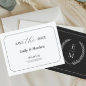 Minimalist Laurel Monogram Wedding Save The Date Aankondigingskaart