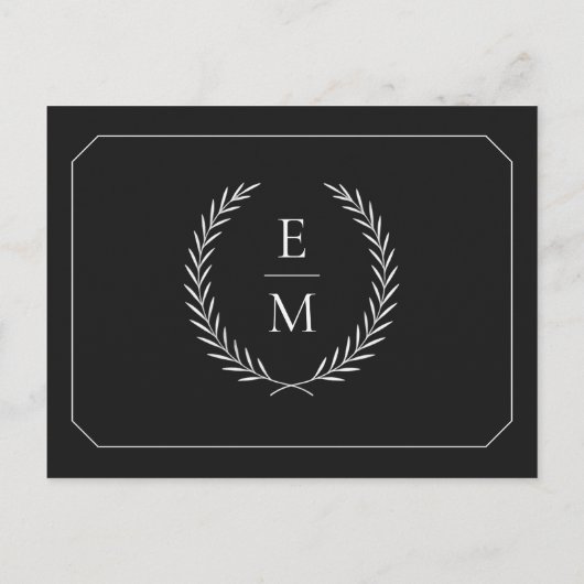 Minimalist Laurel Monogram Wedding Save The Date Aankondigingskaart (Achterkant)