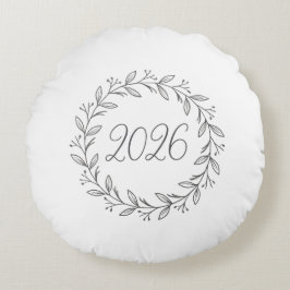 Minimalist Laurel Wreath 2026 Rond Kussen