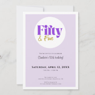Minimalist Lavender and Gold 50th Birthday Kaart
