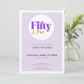 Minimalist Lavender and Gold 50th Birthday  Kaart (Staand voorkant)