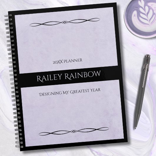 Minimalist Lavender Black Monogrammed Co-worker Planner