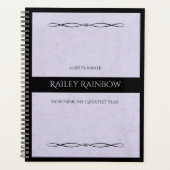 Minimalist Lavender Black Monogrammed Co-worker Planner (Voorkant)