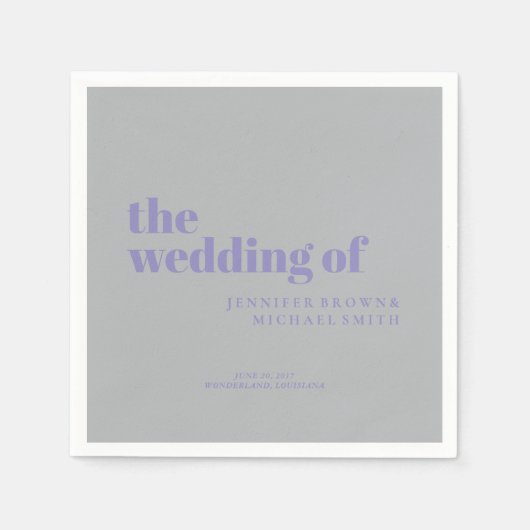 Minimalist Lavender Silver Simple Swash Wedding Servet (Voorkant)