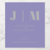 Minimalist Lavender Silver Wedding day Wijn Etiket (Enkel label)