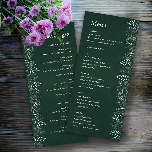 Minimalist Leafy Nature Botanical Menu 