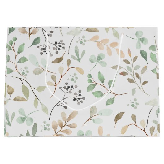 Minimalist Leaves Pattern Gift Bag Groot Cadeauzakje (Voorkant)