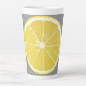 Minimalist Lemon Slice on Grey Latte Mug Mok (Voorkant)