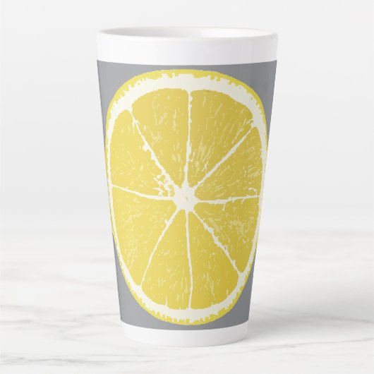 Minimalist Lemon Slice on Grey Latte Mug Mok (Voorkant)