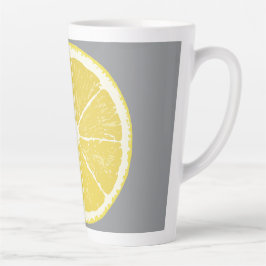 Minimalist Lemon Slice on Grey Latte Mug Mok
