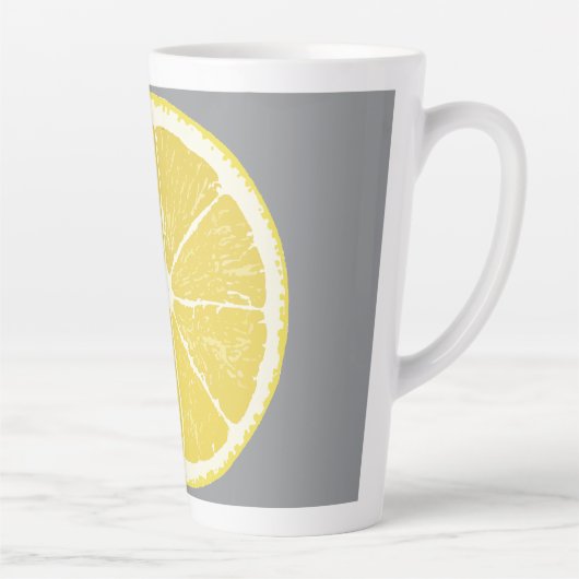 Minimalist Lemon Slice on Grey Latte Mug Mok (Rechts)