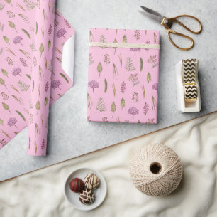 Minimalist Leuk  Engels Roze Paarse Bloemen Cadeaupapier