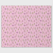 Minimalist Leuk  Engels Roze Paarse Bloemen Cadeaupapier (Vlak)